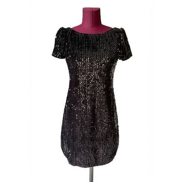 NEW White House Black Market Sequin Mini Dress size XS Black - Picture 1 of 7